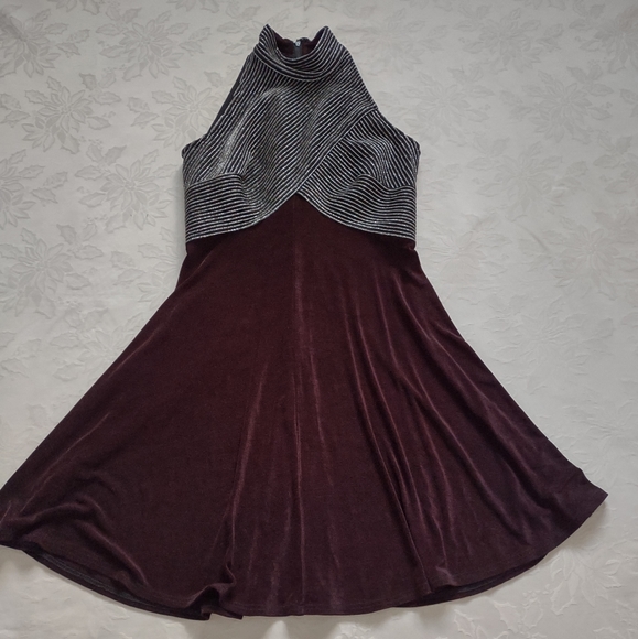 Tadashi vintage halter high neck lurex top flare skirt cocktail dress - Picture 1 of 11